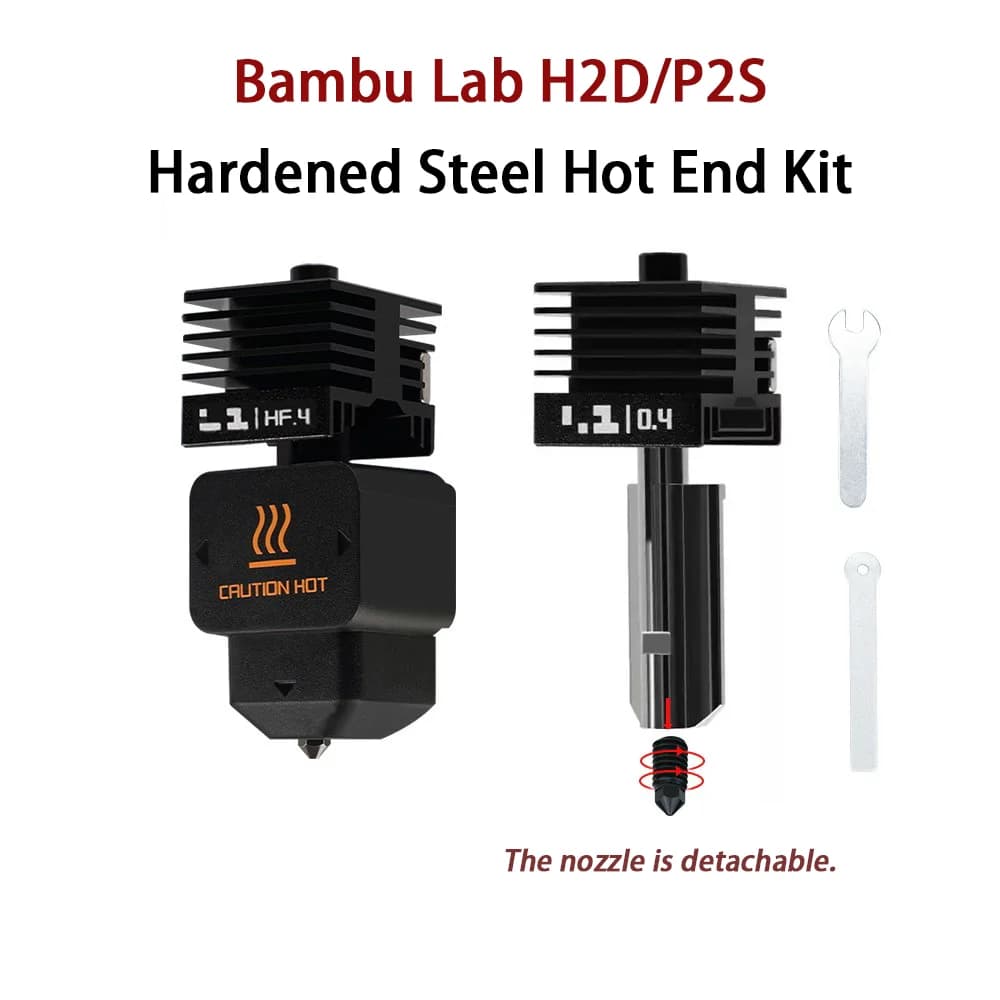 Kit Ugello in Acciaio Temprato Bambu Lab, Hotend Rimovibile Compatibile P2S H2D H2S H2C, Estrusore in Acciaio Inossidabile, Accessori per Stampanti 3D