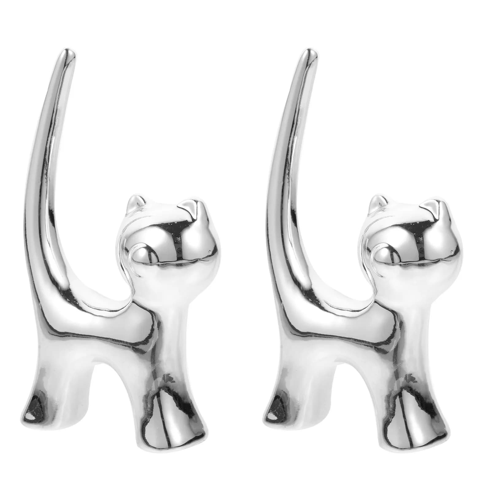 Set di 2 Portaoggetti in Ceramica a Forma di Gattino, Vassoio Porta Gioielli, Piccolo Organizzatore per Anelli, Orecchini e Piccoli Oggetti