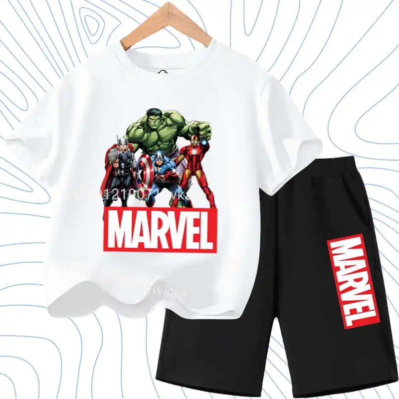 Completo Estivo Spider-Man per Bambini, Tuta Casual a Maniche Corte con T-shirt e Pantaloncini, Set 2 Pezzi per Ragazzi