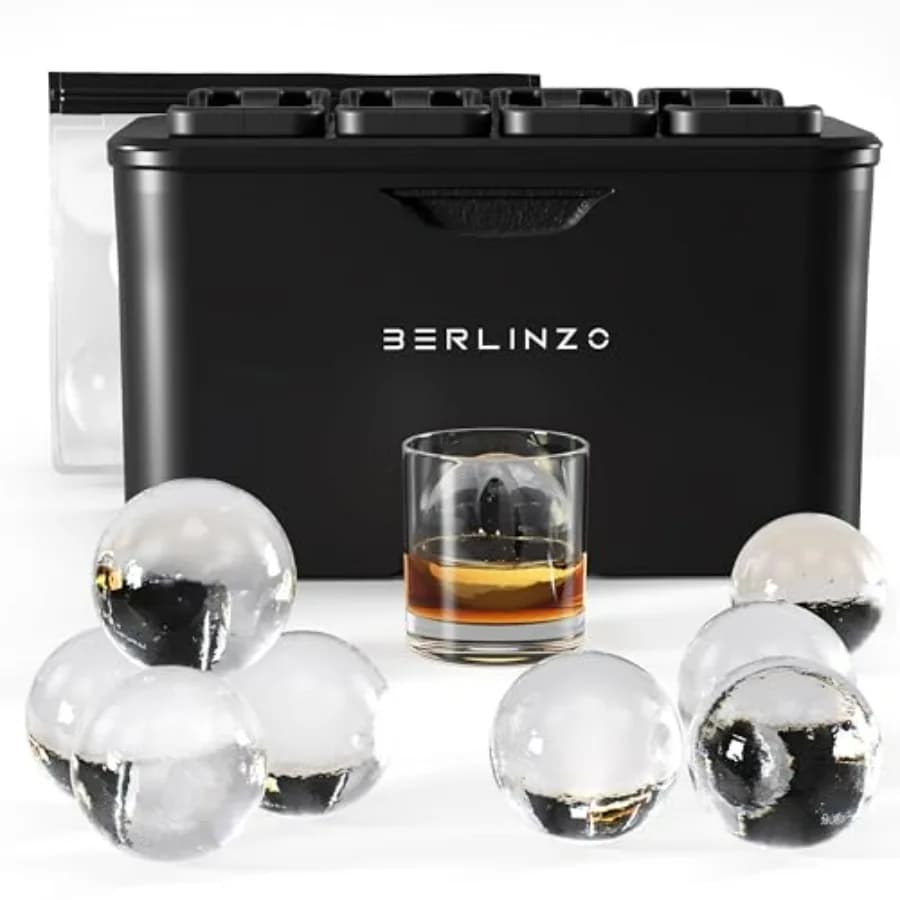 Stampo per Sfere di Ghiaccio Trasparenti Premium per Whisky, Cocktail e Bourbon - 8 Grandi Sfere di Ghiaccio Cristallino da 2,4 Pollici in Materiale Trasparente