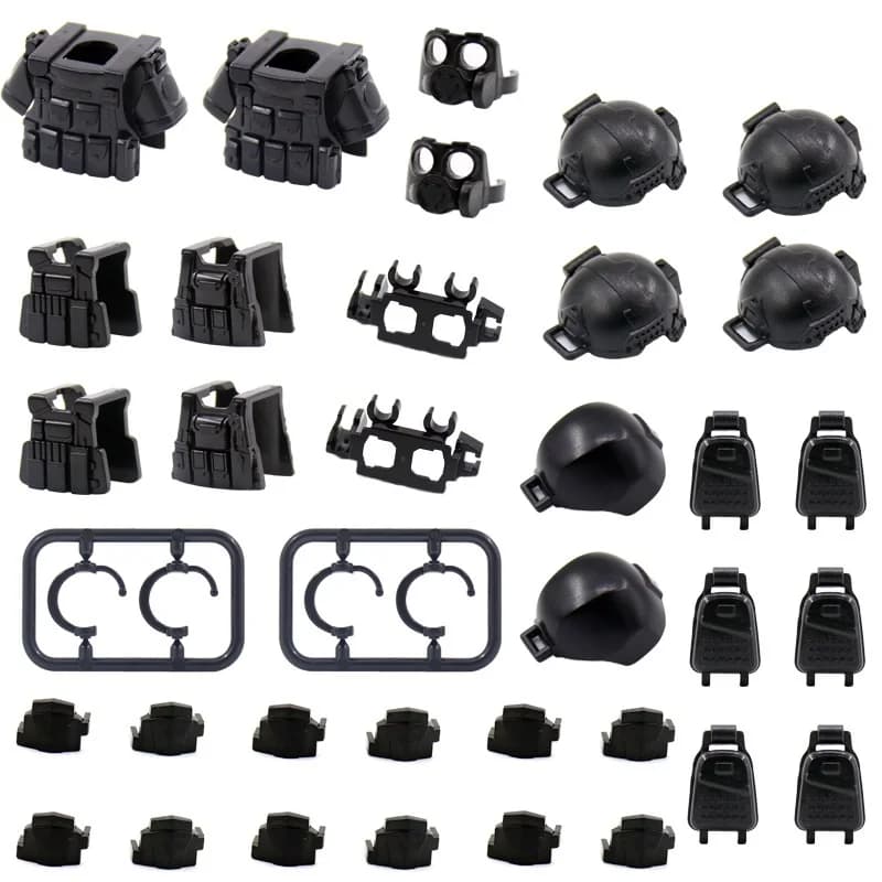 Attrezzatura militare Arma Gilet SWAT Soldato MOC Mini Action Figures Accessori Parti dell'esercito Building Block Mattoni Giocattoli Juguetes