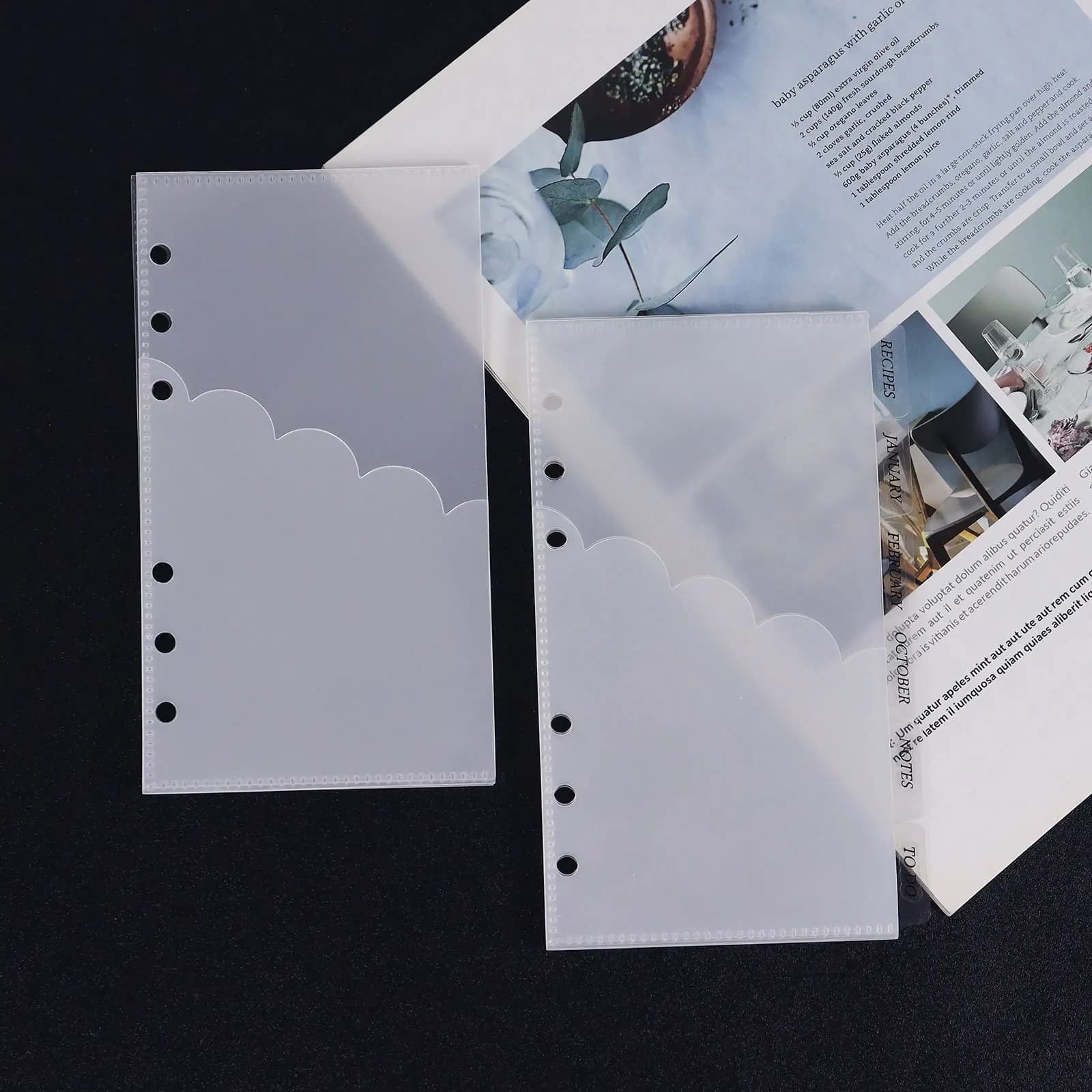 A6 5 pezzi PP divisore indice trasparente a doppio strato per raccoglitore planner notebook cancelleria notebook divisori di carta accessori