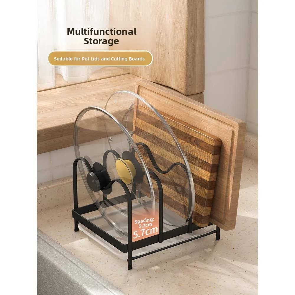 Kitchen Style Pot Lid Storage Rack Multi-layer Cutting Board Stand Countertop Organizer Pot Holder Durable Home Organizer