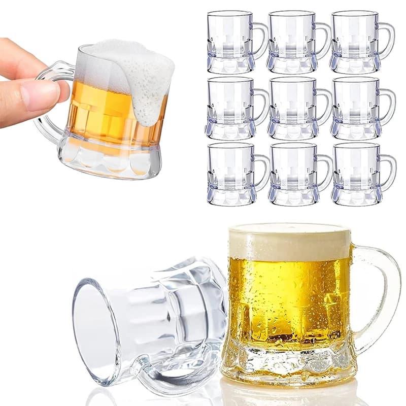 Per la festa Tazza di vetro Barware Cucina Sala da pranzo Bar Decorazione del giardino di casa 30ml Tazza di birra Manico piccolo Whisky di plastica Mini 5/10 pezzi