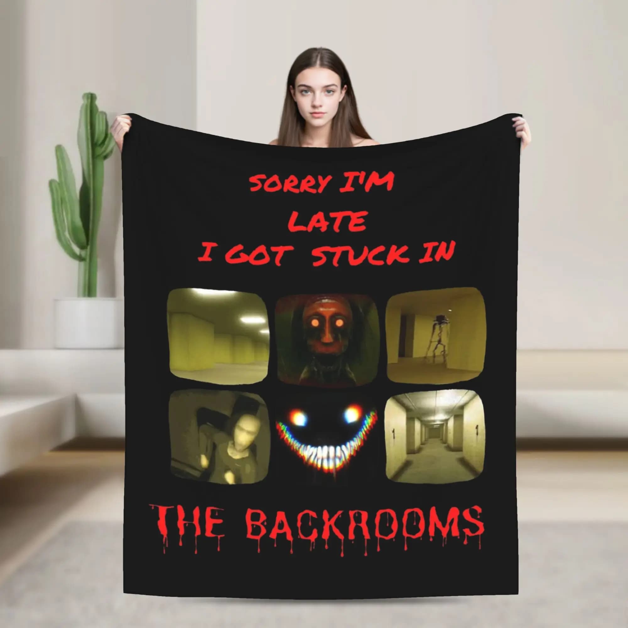THE BACKROOMS Horror Blankets Fleece All Season Multifunction Super Warm Throw Blankets for Bed Bedroom Rug Piece
