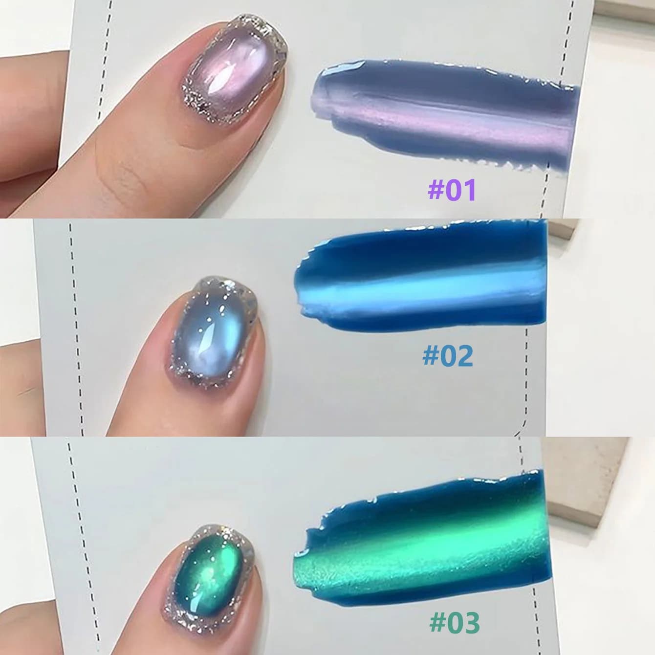 MIANEL 1-6 pieces 12ML Summer Night Nail Supplies Shadow Star Sea Series Cat Eye Gel Nail Polish Nail Art Green Nails Blue