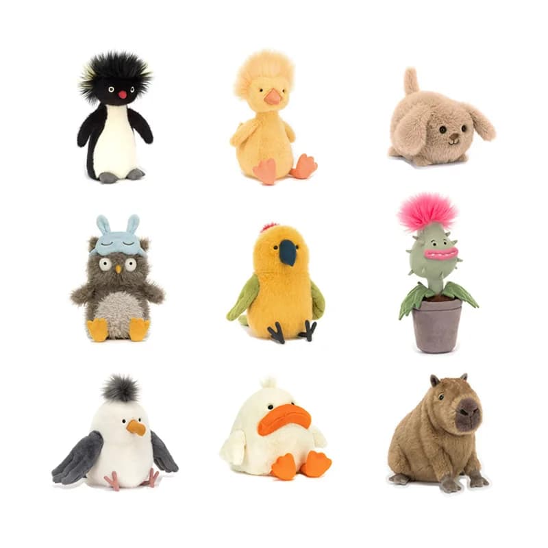 Serie di Peluche Animali con Capelli Soffici e Divertenti: Pinguino, Anatra, Pappagallo con Testa Esplosiva - Decorazione per la Casa, Regali Kawaii per Ragazze