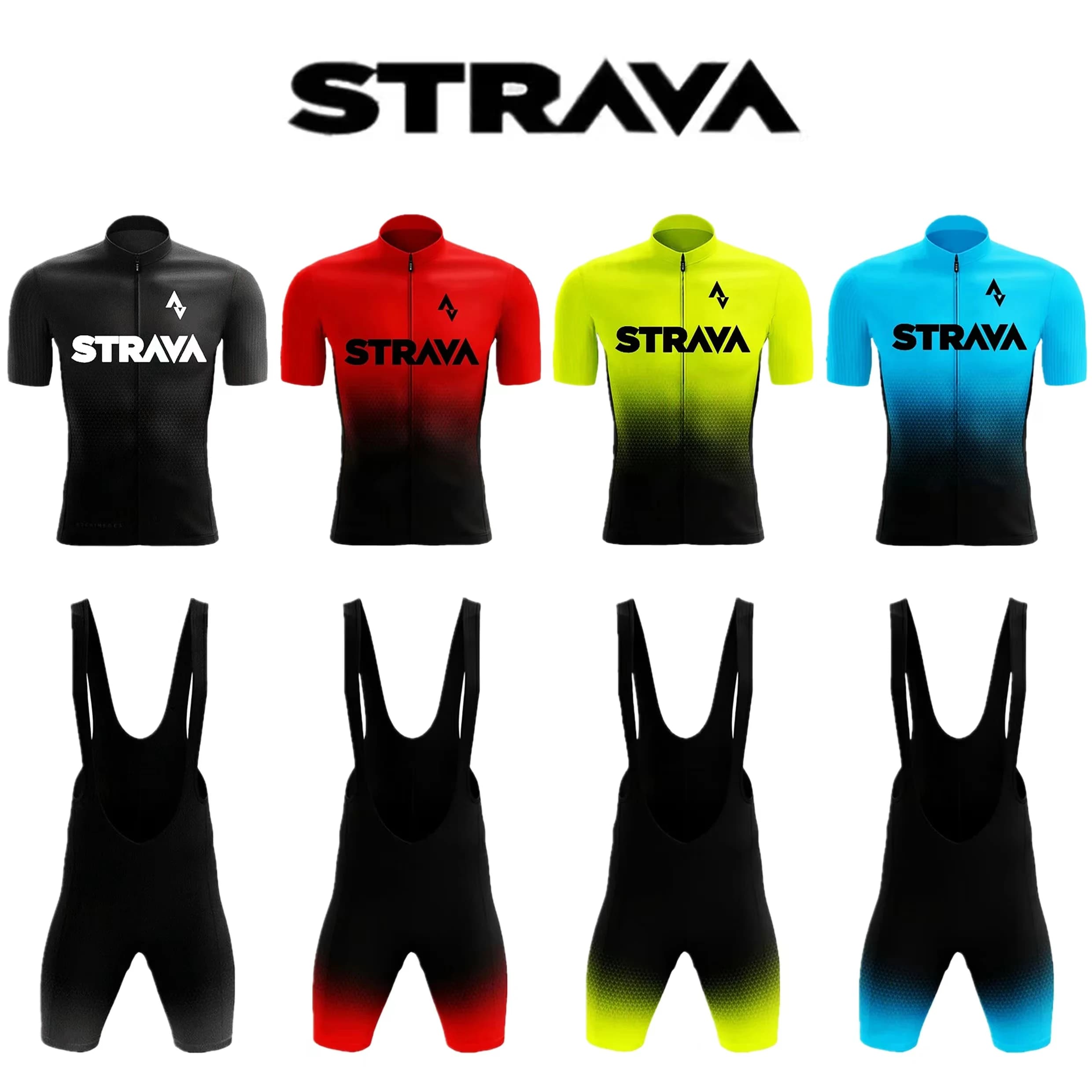 2024 Strava Cycling Jersey Set short sleeve for men anti-uv Bike Cycling Jersey Set Bicycle Pro Team summer cycling clothing