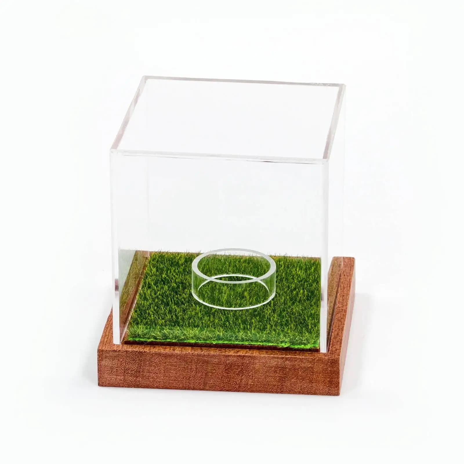 Elegant Golf Ball Display Holder with Acrylic Dome and Wooden Pedestal for Keepsake Trophy Show