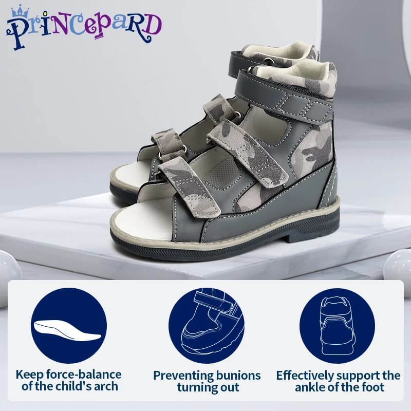 Sandali ortopedici per bambini e bambini piccoli, scarpe correttive estive per bambini per piedi piatti, punta dei piedi, supporto per caviglia alto
