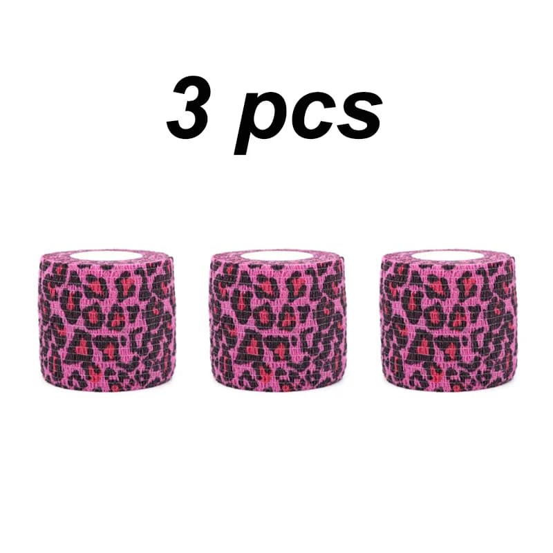 Benda autoadesiva con stampa leopardata rosa 1/3/6 pezzi adatta per fasciatura elastica per animali domestici con avvolgimento dell'articolazione delle dita della fascia muscolare sportiva