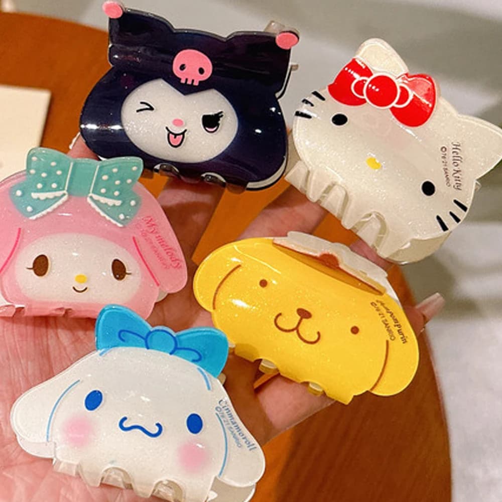 Fermagli per capelli Sanrio a forma di cartone animato, fermagli a pinza rosa, fermagli grandi a forma di squalo coreani, fermagli per coda di cavallo, accessori per capelli