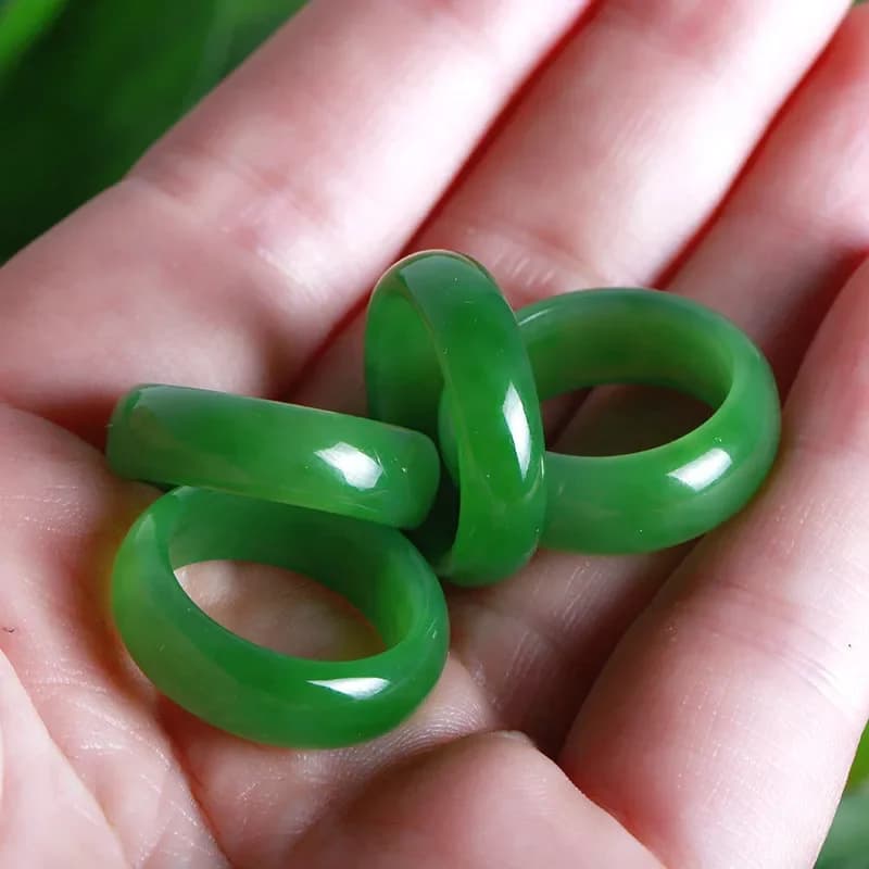 Anello di giada Hetian verde naturale diaspro cinese amuleto gioielli di fascino di moda artigianato intagliato a mano regali per donna uomo