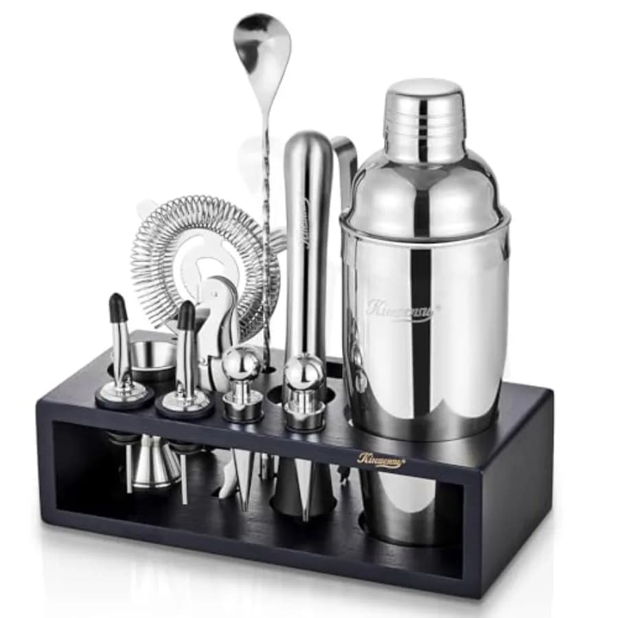 Set Shaker per Cocktail con Supporto, Kit da Barman per Mixology, Set da Bar con Accessori Essenziali per Home Bar: Shaker Martini, Jigger, Mule