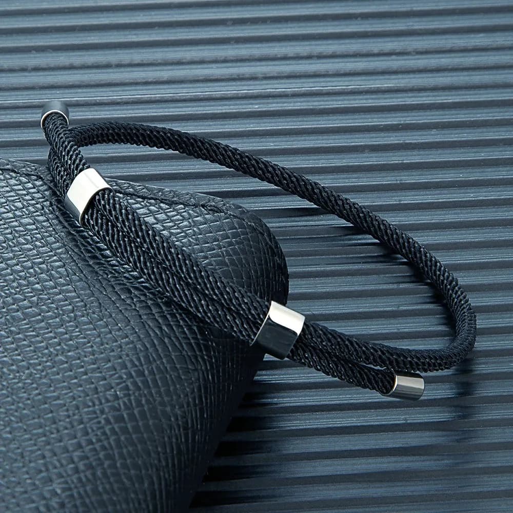 Bracciale MKENDN Stile Semplice per Uomo e Donna, Corda Marina da 3mm Resistente con Chiusura in Acciaio Lucido, Gioielli Estivi da Spiaggia