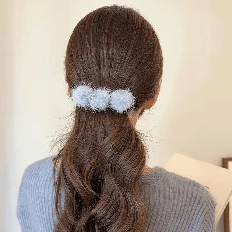 Fermaglio per Capelli in Visone alla Moda, Verticale a Banana, Soffice, per Autunno e Inverno, Accessorio per Coda di Cavallo
