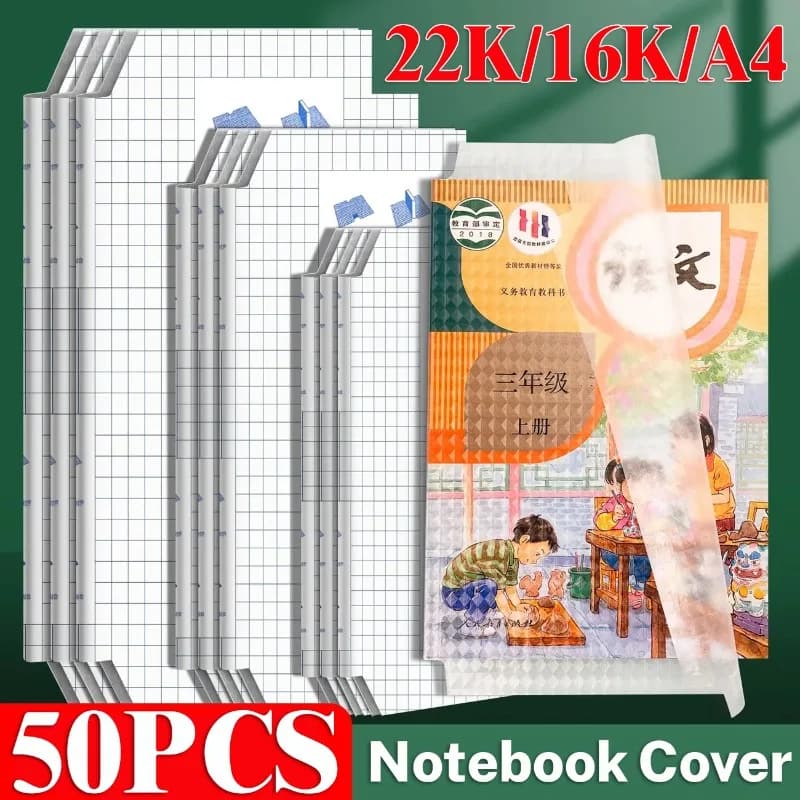 50/10PCS A4 Notebook Cover autoadesiva Copertina del libro Wrap Impermeabile Planner Custodia per libri per studenti Pellicole da imballaggio Protezione