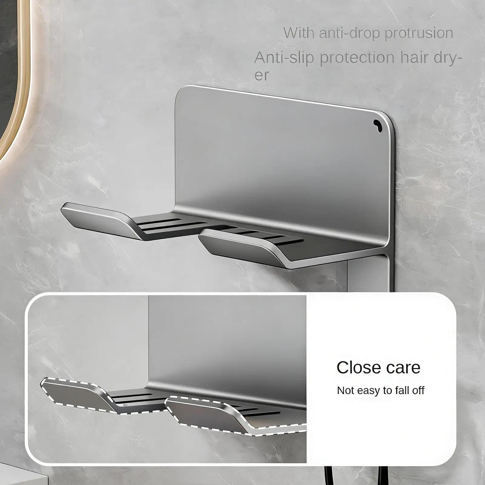 Wall decal for Hair dryer and Plate, Self-adhesive Hairdresser for Bathroom, Home, Bedroom, Salon, Apartment