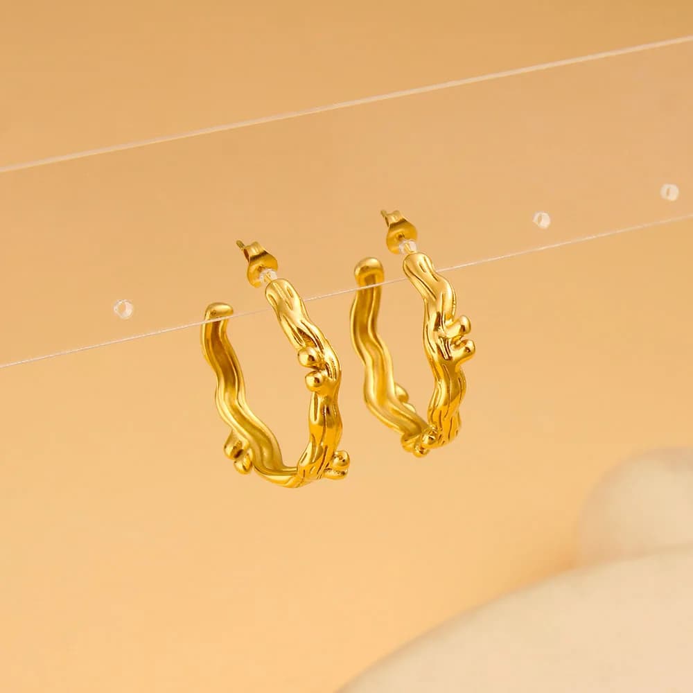DIY accessories European and American ins style simple irregular embossed earrings, high-end gold stainless steel earrings, earr