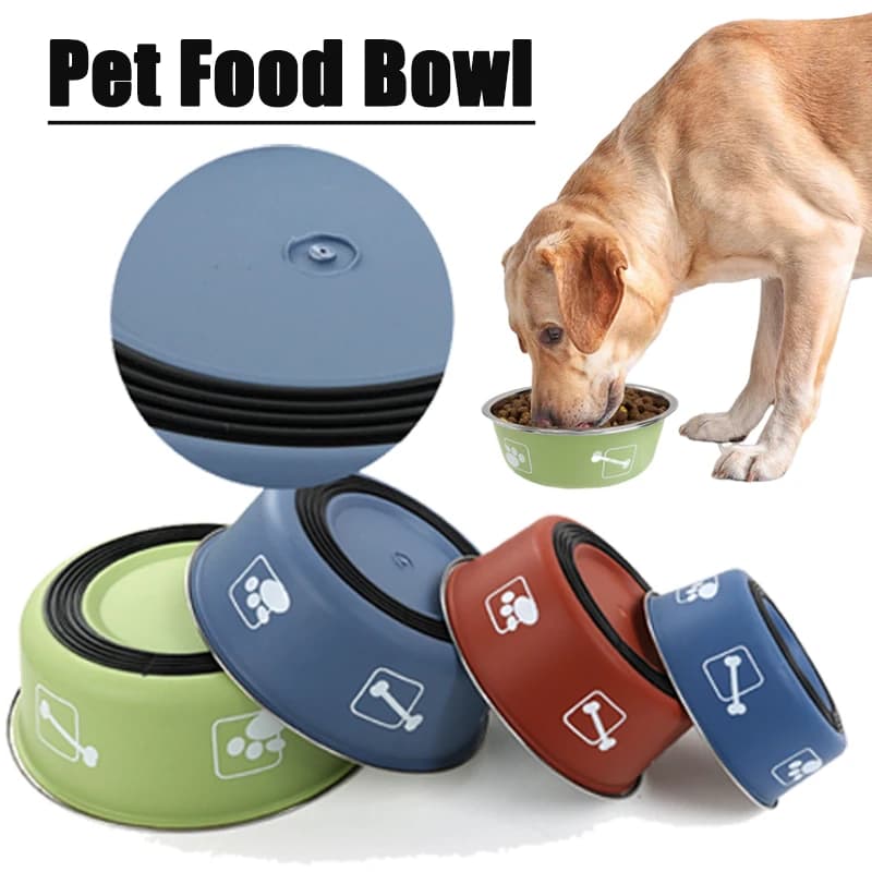 Double Layer Pet Food Basin Dogs Cats Extra Thick Anti-slip Anti-tip Stainless Steel Indoor Feeding Small Medium Large Pets