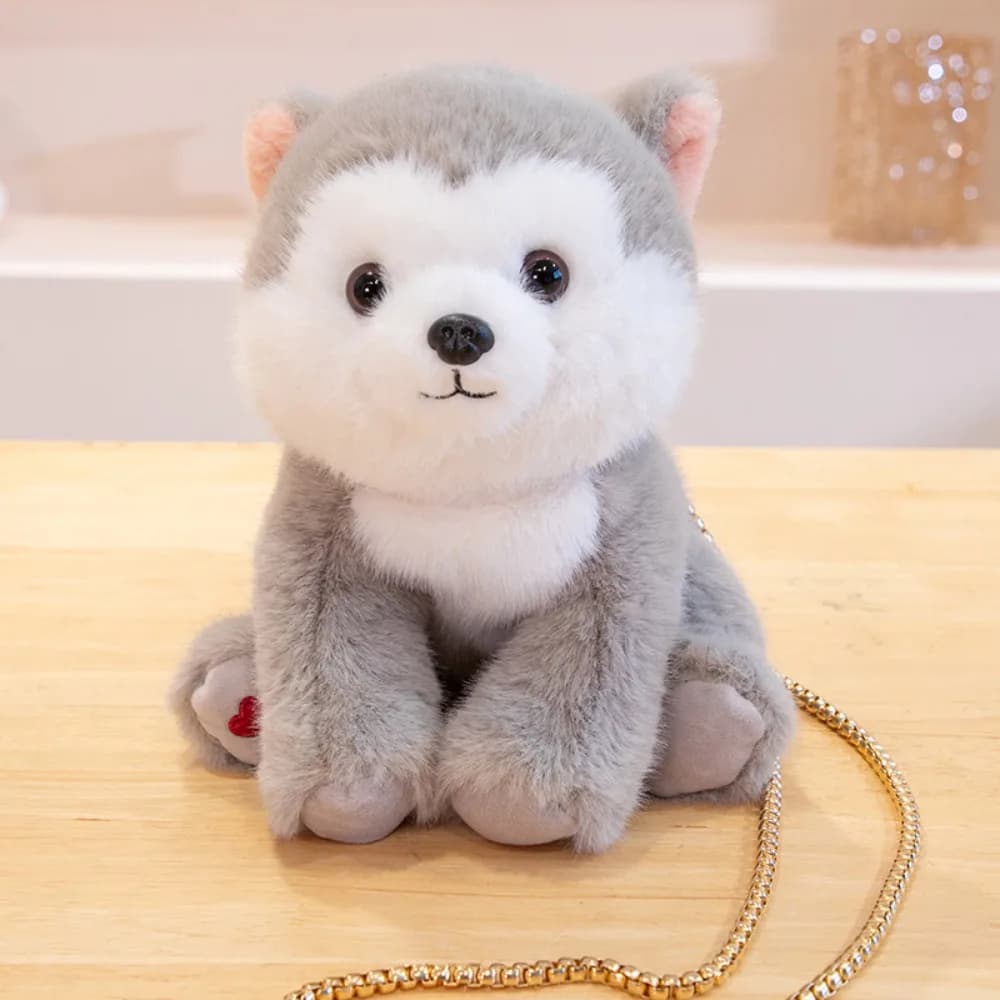Peluche di Cane West Highland per Bambini, Simulazione di Cane Akita con Catena, Cucciolo di Labrador Soffice per Bambini