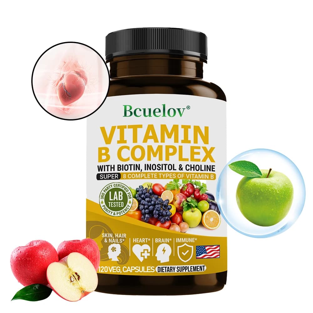 Complex vitamin B supplement - Immunity health, energy support and nervous system support - Non GMO, 120 vegetarian capsules