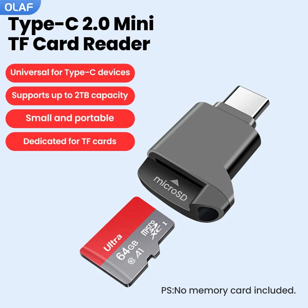 USB Type C 2.0 To Mini TF Card Reader OTG Adapter USB C To TF Memory Cardreader For iPhone 17 16 15 Macbook Laptop SmartPhone