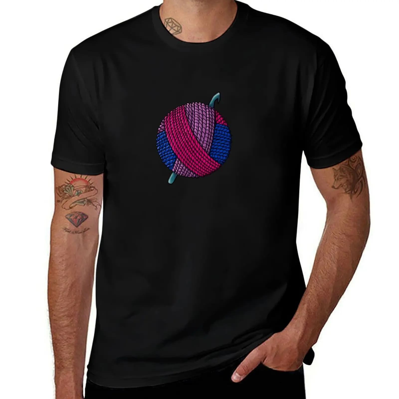 Bisexual Pride yarn with crochet hook T-Shirt Holiday Simple Tee Shirt