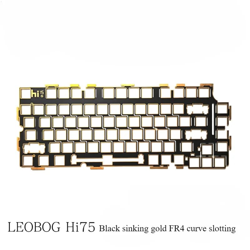 Leobog Hi75 piastra di posizionamento scanalata per tastiera FR4 piastra di posizionamento per tastiera meccanica in oro ad immersione con nucleo nero personalizzato