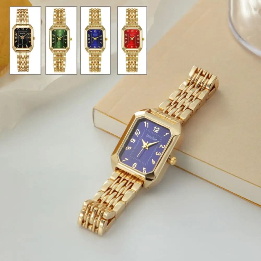 Orologi al quarzo in acciaio inossidabile con fibbia pieghevole, orologio da polso da donna quadrato di lusso, cinturino regalo per donna