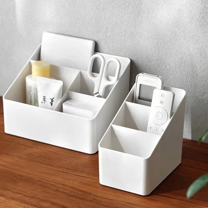1PC Plastic Desktop Storage Box 3/4 Grids Dormitory Finishing Shelf Multifunctional Sorting Box Table Desktop Stationery Box