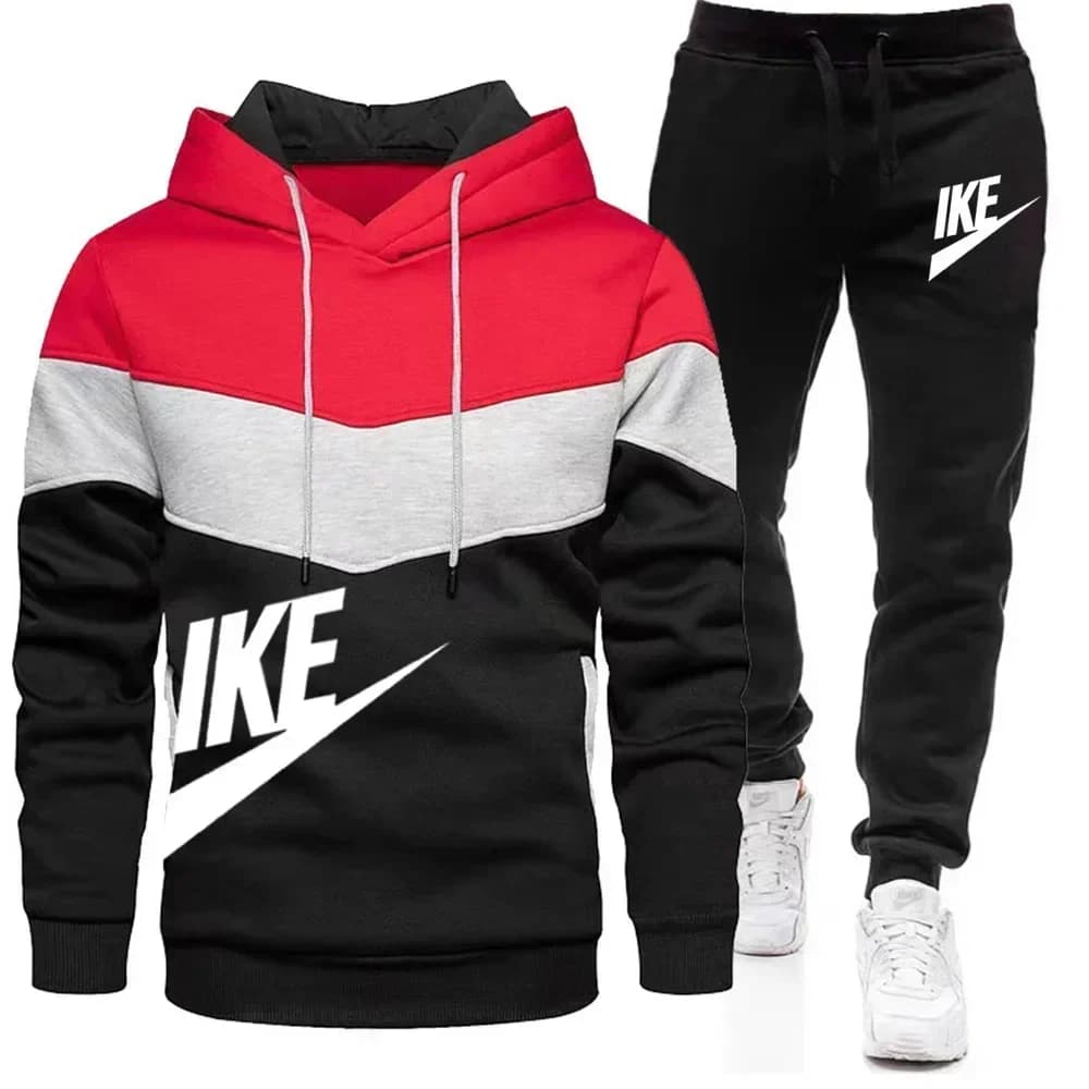 Nuovo set sportivo casual da uomo per la primavera, completo da jogging alla moda per esterni con felpa con cappuccio e pantaloni, set da 2 pezzi.