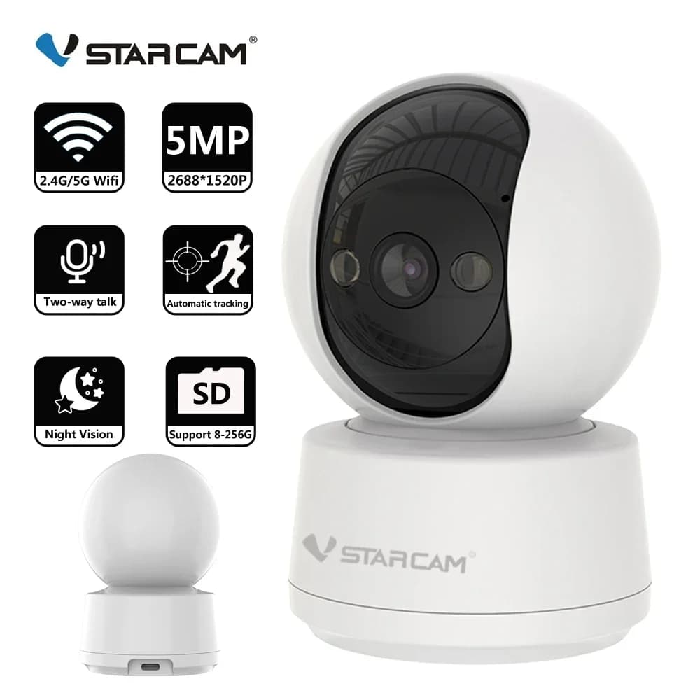 Vstarcam 5MP PTZ Telecamera IP 2.4G 5G WIFI Telecamera di sicurezza wireless Audio bidirezionale Sorveglianza Smart Home AI Tracking Baby Monitor