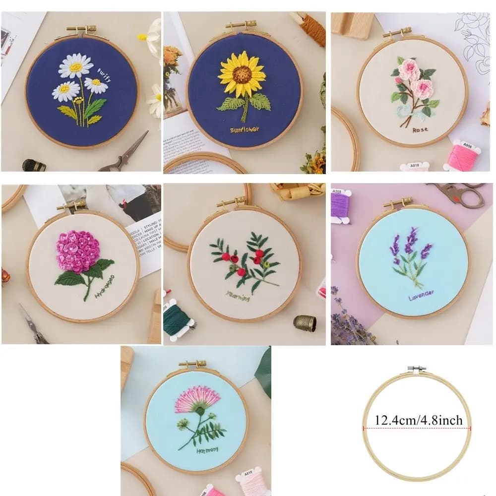 Handmade Beginner Flower Bouquet Series Embroidery Kit Cross Stitch Needle Punch Needle Thread