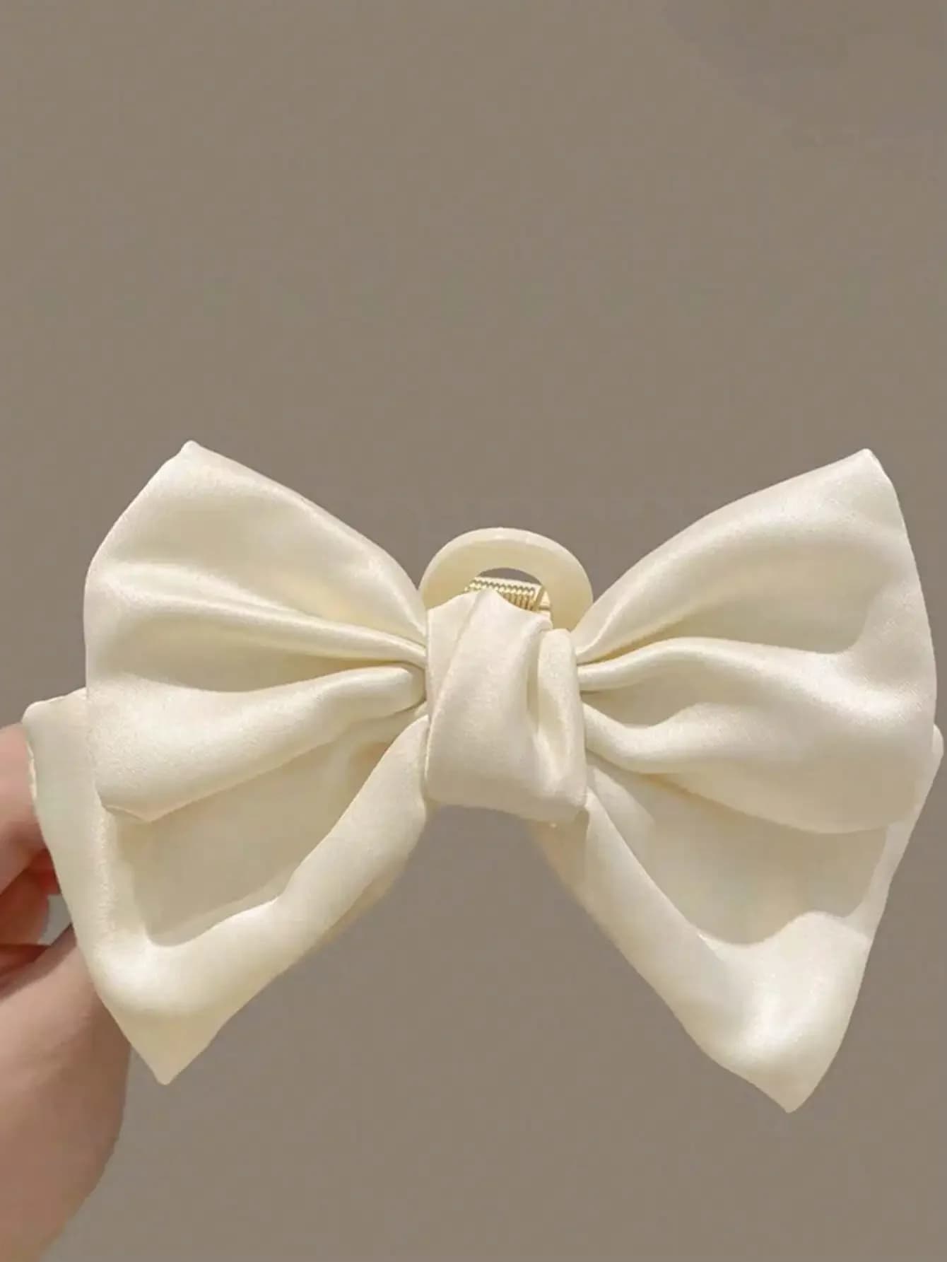 Eleganti fermagli per capelli con fiocco grande per donna, set da 3 pezzi, rosa, nero, bianco