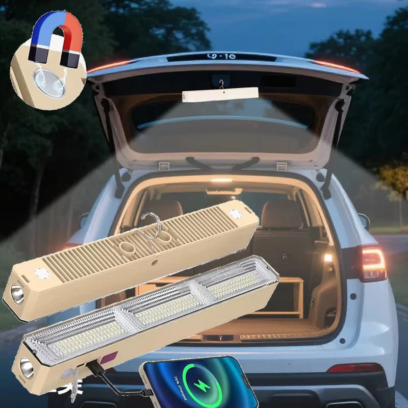 Lampada da campeggio portatile da 22-42 cm Luce magnetica ricaricabile con ganci Luce flash ad alta luminosità per illuminazione esterna di riparazione auto