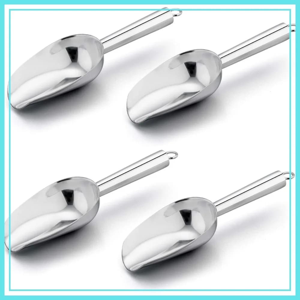 3 Oz Stainless Steel Mini Scoops, 4 Pack for Candy, Ice, Flour, Sugar, Coffee, Protein Powder - Dishwasher Safe
