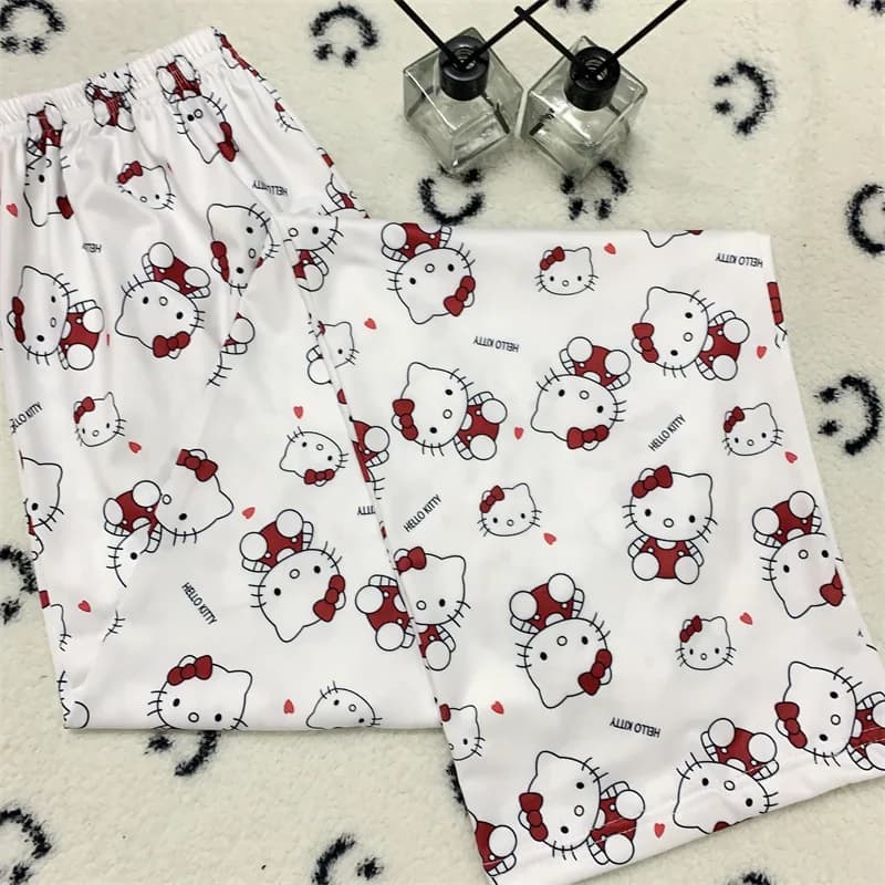Pantaloni Pigiama Hello Kitty Nuovi Pantaloni Casual da Donna Primaverili Autunnali con Stampa Cartoon, Comodi per Casa e Passeggio, Carini