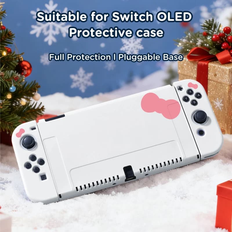 Adatto per la copertura protettiva della maniglia Switch/OLED Joy-Con, copertura protettiva a copertura totale in silicone, stile a tema natalizio