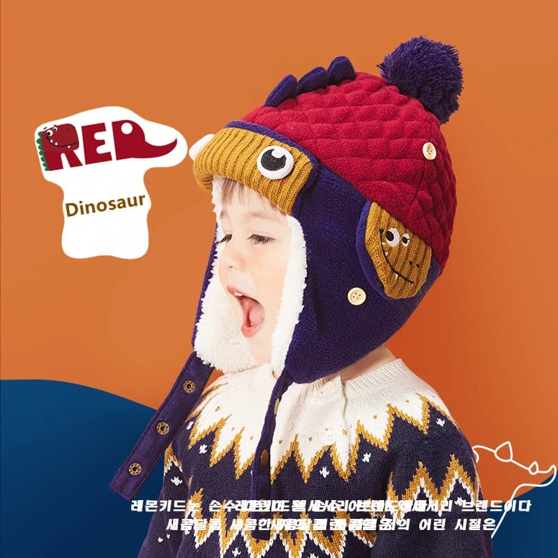 Cappello di protezione per le orecchie del bambino caldo invernale Cappello per paraorecchie per bambini Cappelli lavorati a maglia di lana per bambini del fumetto 0-3 anni Berretti invernali per bambini