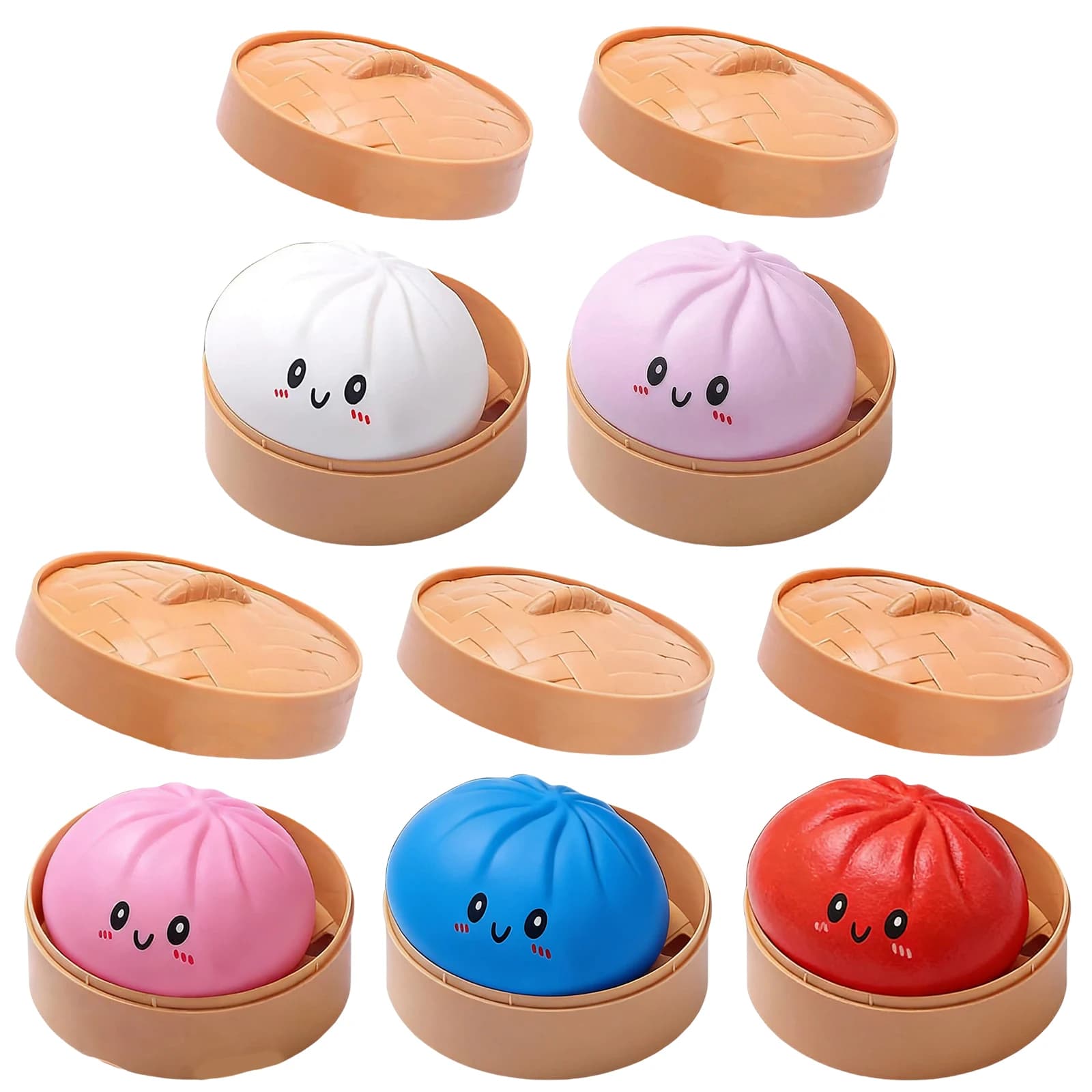Pallina Antistress Morbida a Forma di Raviolo, Giocattolo Sensoriale Squeezable con Vaporiera, Antistress e Antiansia, Regalo