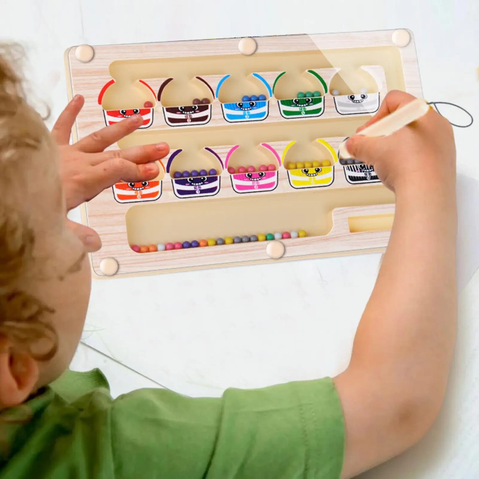 Labirinto Magnetico Montessori per l'Ordinamento dei Colori e dei Numeri, Giocattolo in Legno, Tavola di Attività Sensoriale per Bambini e Bambine
