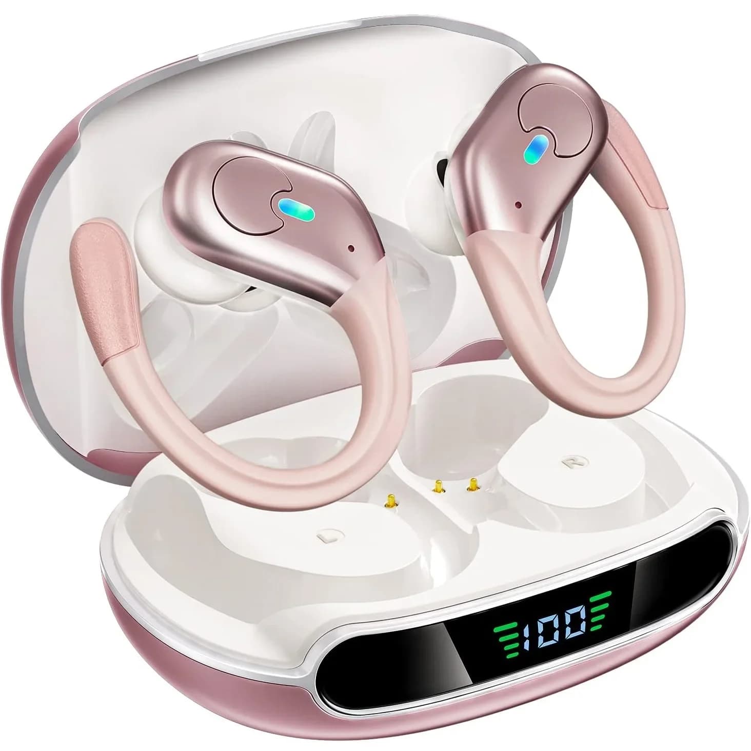 Auricolari Bluetooth 5.4 BX30 Cuffie wireless impermeabili IPX7 con microfono con cancellazione del rumore ENC Bassi profondi per palestra sportiva