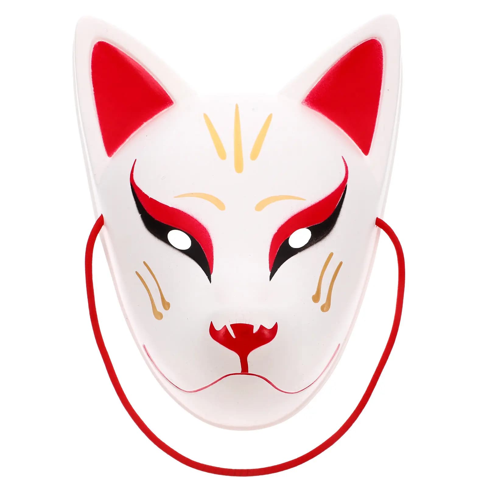 Japanese Face-Gact Mask with Design at Cherry Flowers for Halloween, Cosplay, Mask Dances, Spacious Party, Animal Mask Kitsune