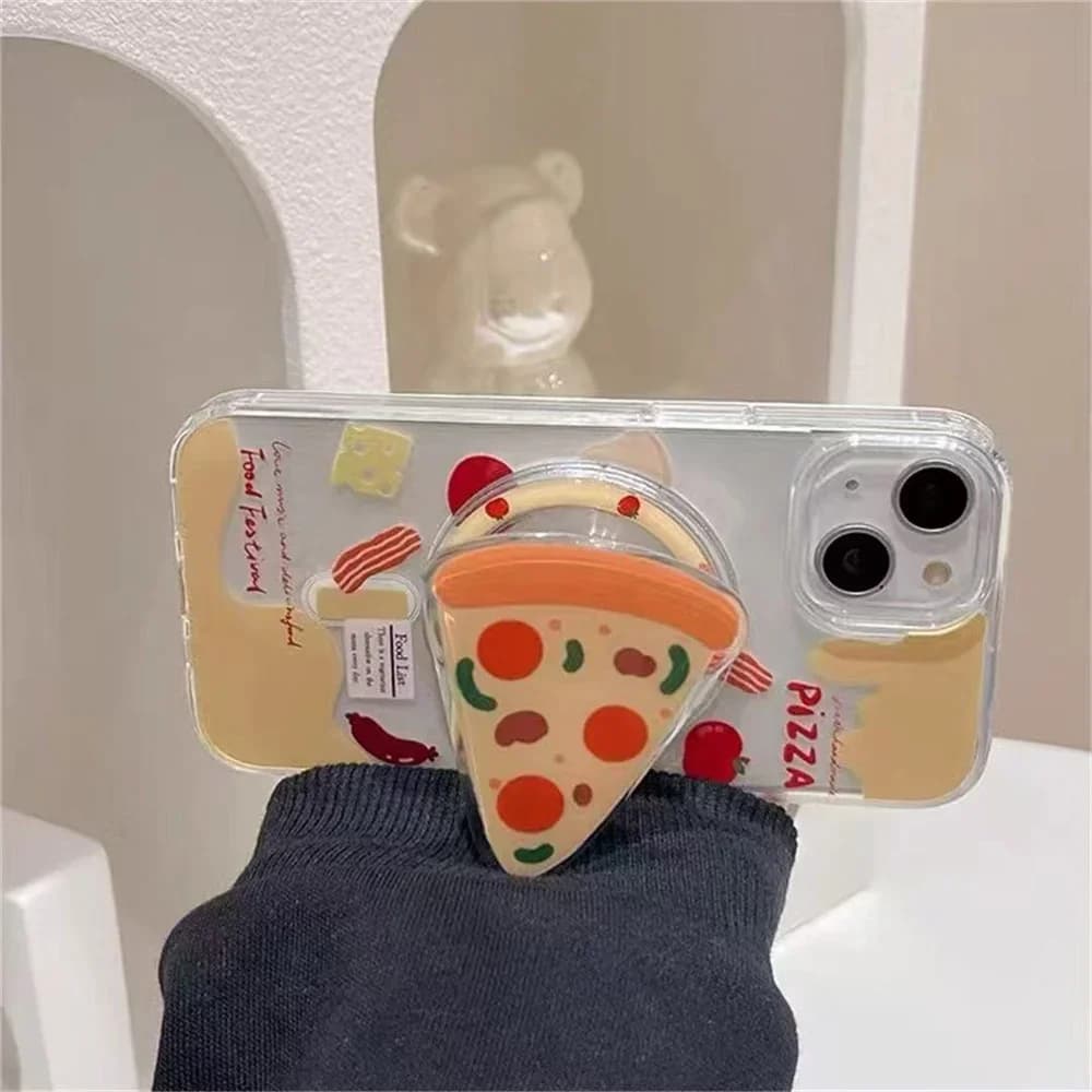 INS Cute Egg Pizza Pieghevole per telefono magnetico Magsafe 16 Griptok Grip Tok Stand per iPhone Custodia di ricarica wireless Holde