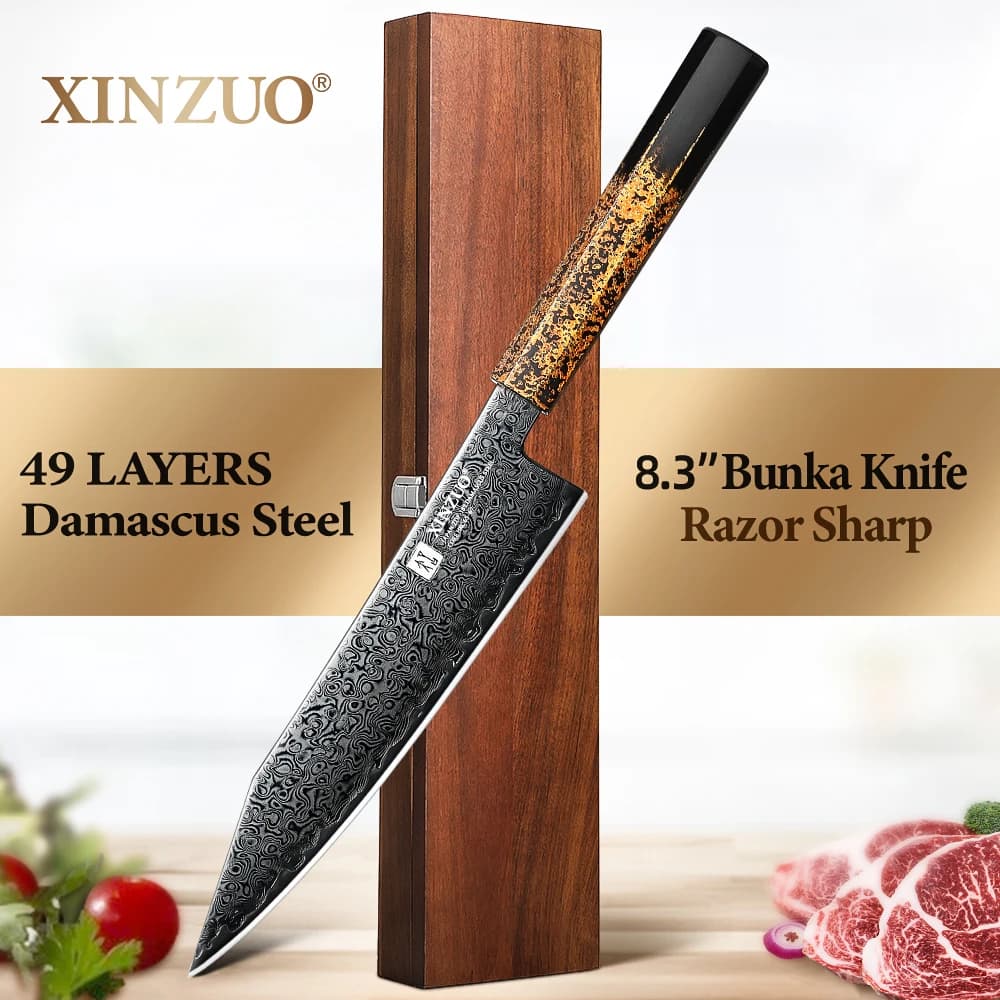 Coltello Kiritsuke XINZUO da 8,3 pollici in acciaio ZDP189, ultra affilato, stile giapponese, coltello da cucina Bunka per verdure e carne