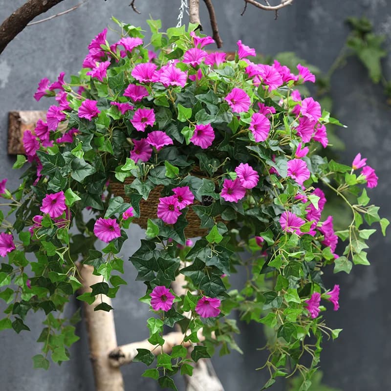 Fiori di Petunia di seta di vite artificiale Glories artificiali di mattina piante appese fiori finti per la decorazione del prato del Patio esterno dell'interno