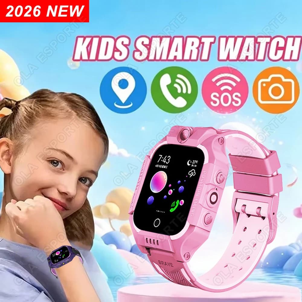 2026 New Kids Smart Watch GPS Location Video Call SOS with Sim Card Camera 5ATM Waterproof Upgrade Watch for Boys And Girls HW12