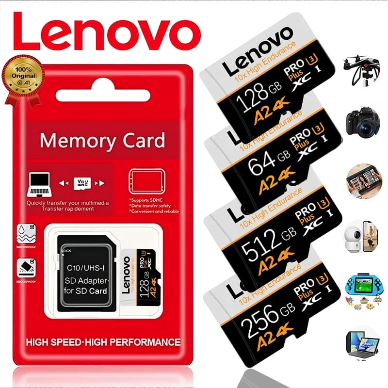 Lenovo High Quality Micro TF/SD TF Card Mini 16GB Memory Card Class 512GB 256GB High Speed Cartao De Memoria Flash Memory C10 fo