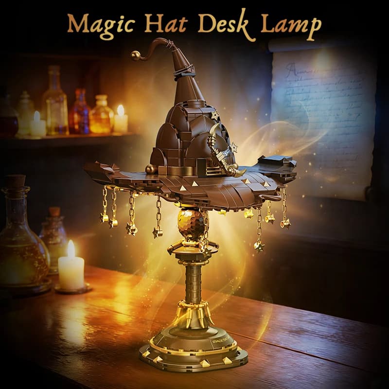 Giocattolo da Costruzione Magic Hat Lamp, Modello MOC Fantasy, Blocchi Creativi per Bambini e Adulti, Regalo, Ornamento per Camera con Luce, 698 Pezzi